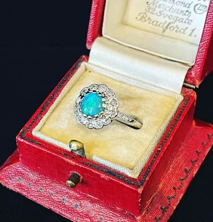 1940s Lightning Ridge Black Opal Custer Ring