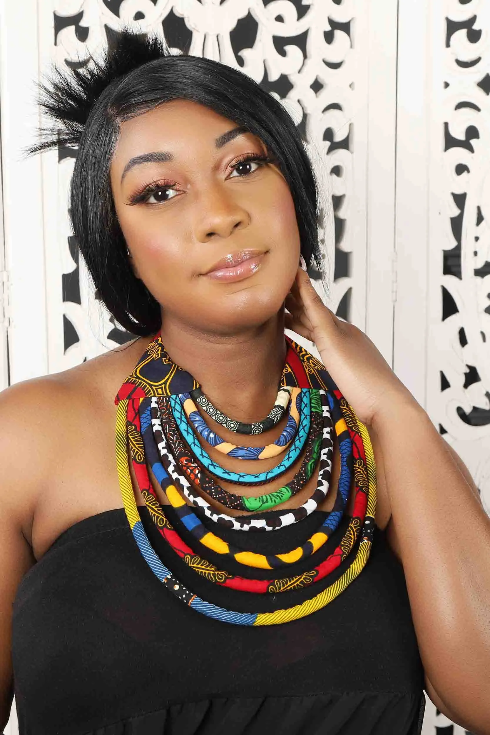 African Print Layered Necklace (Multicolor Set D)