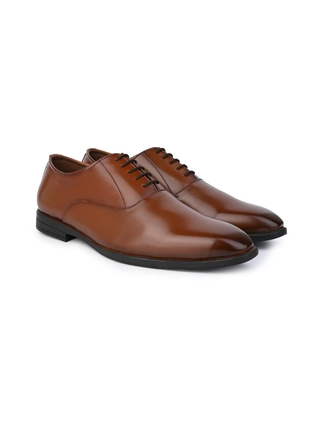 Alberto Torresi Formal/Suit Wear Tan Synthetic Lace Up With Minimalistic Laser Branding