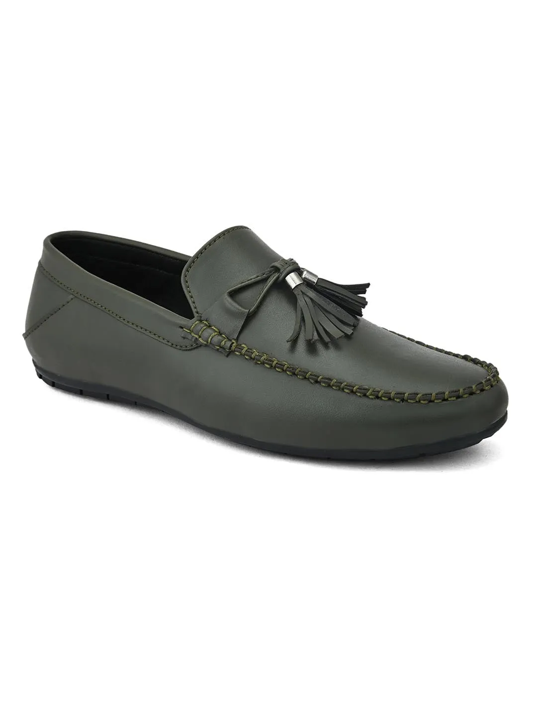 Alberto Torresi Synthetic Green Loafers For Men