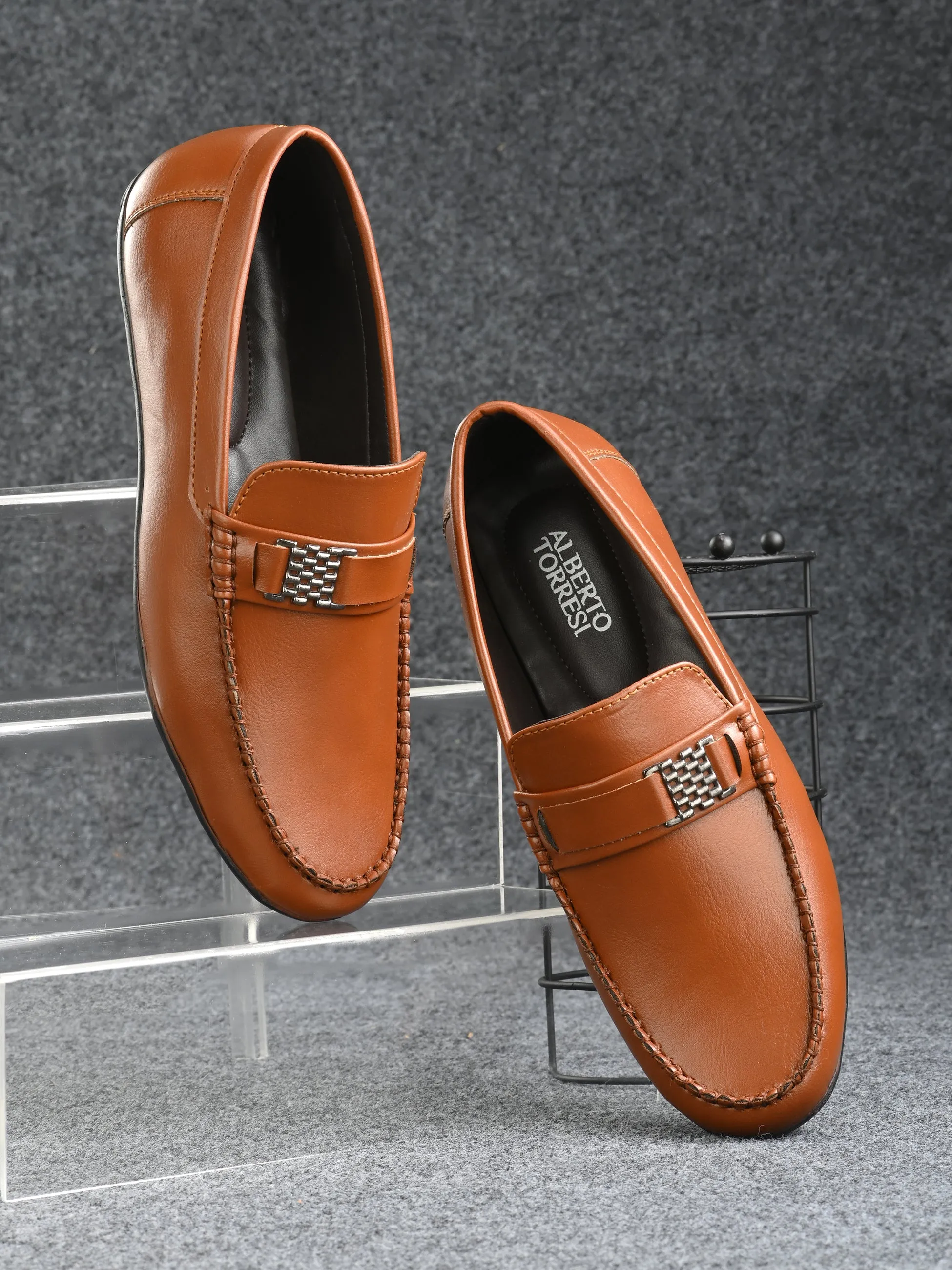 Alberto Torresi Synthetic Tan Loafers For Men