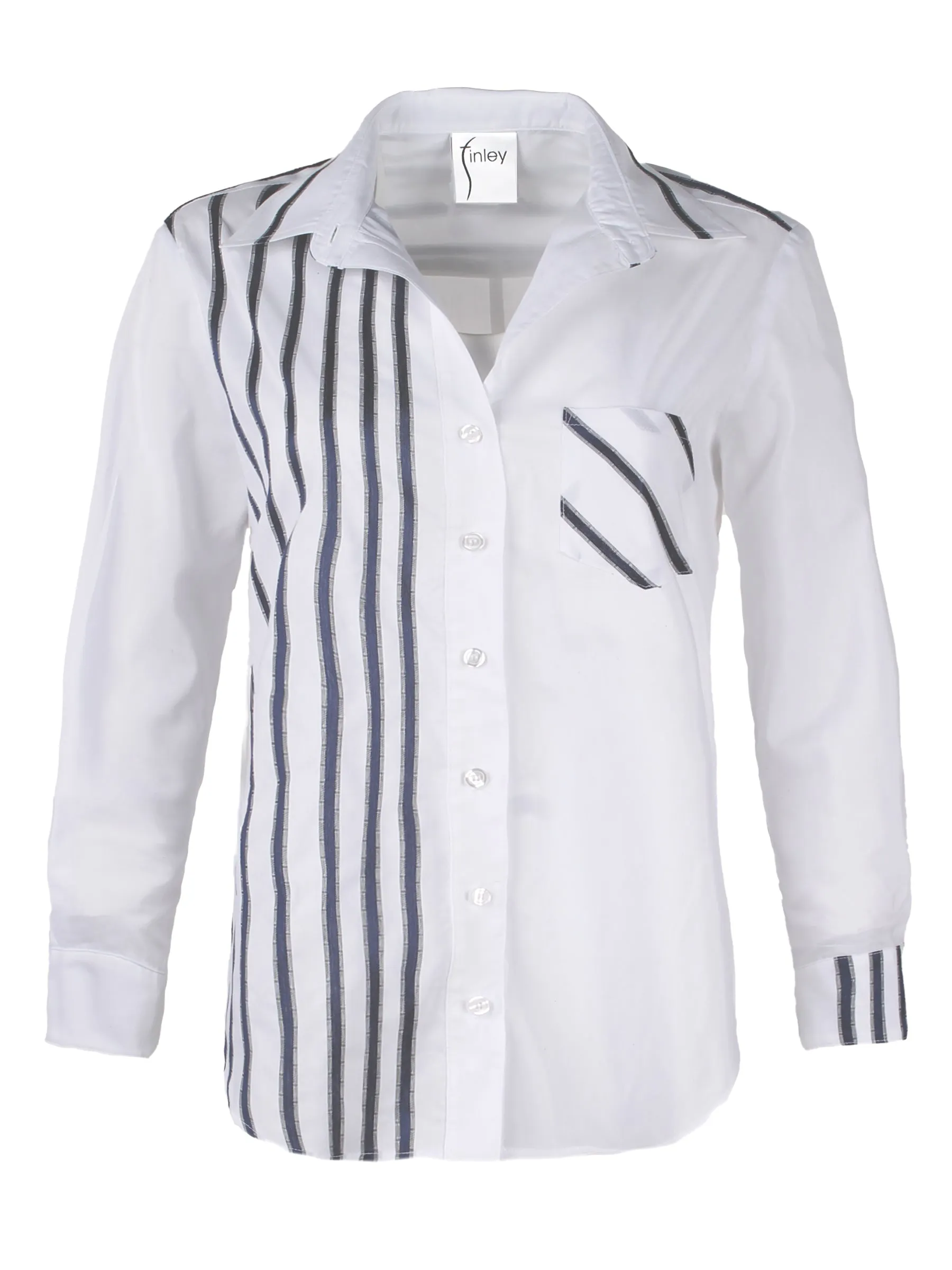 Alex Shirt Blue and White Ribbon Stripe