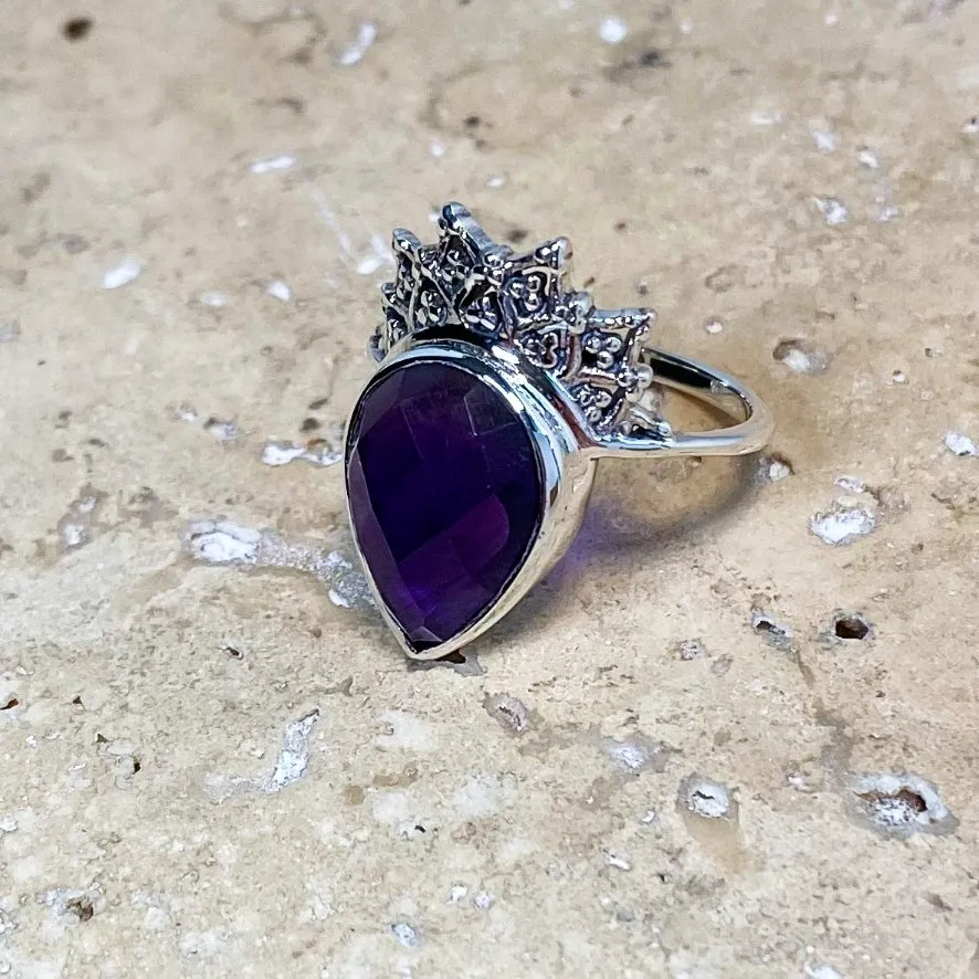 Amethyst Teardrop Ring - Aditi