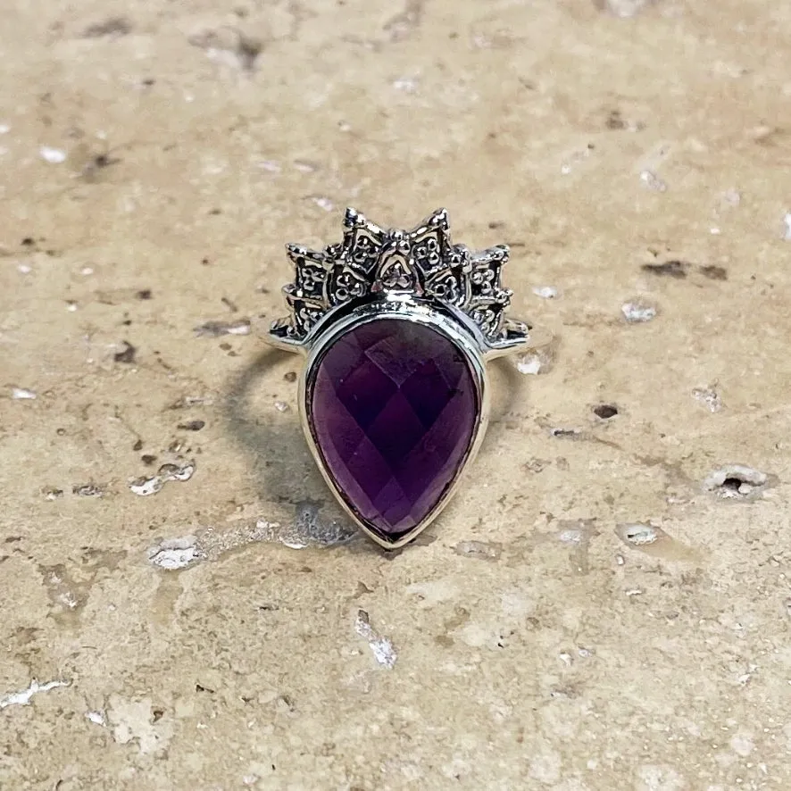 Amethyst Teardrop Ring - Aditi