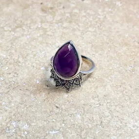 Amethyst Teardrop Ring - Aditi