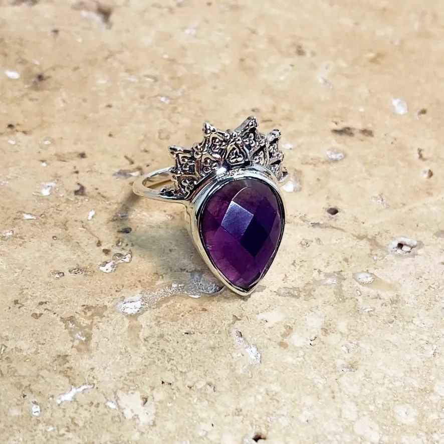 Amethyst Teardrop Ring - Aditi