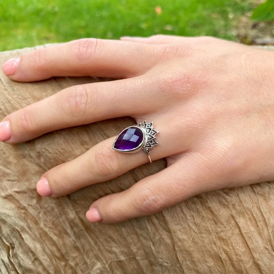 Amethyst Teardrop Ring - Aditi