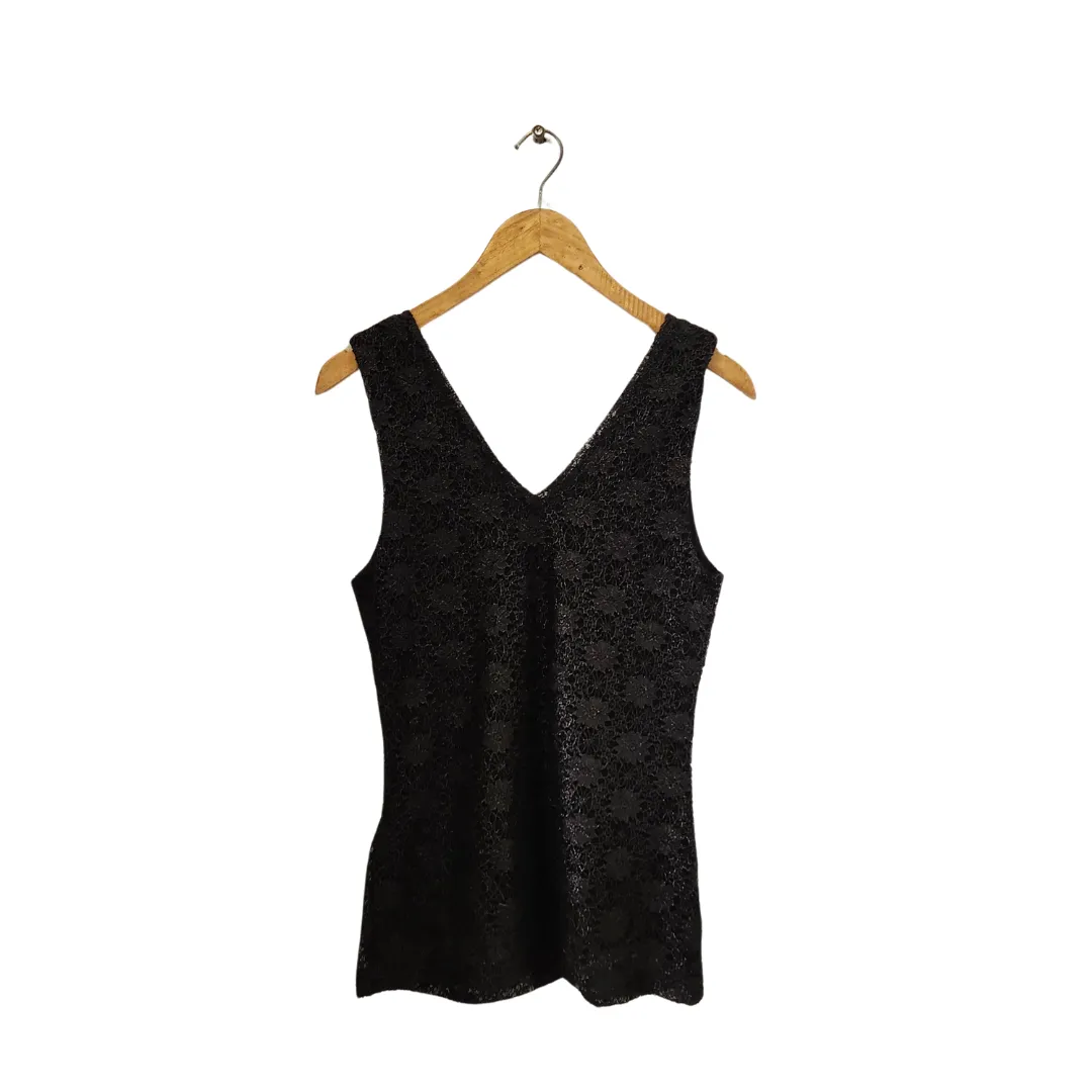 Banana Republic Black Metallic Net Sleeveless Top | Gently Used |