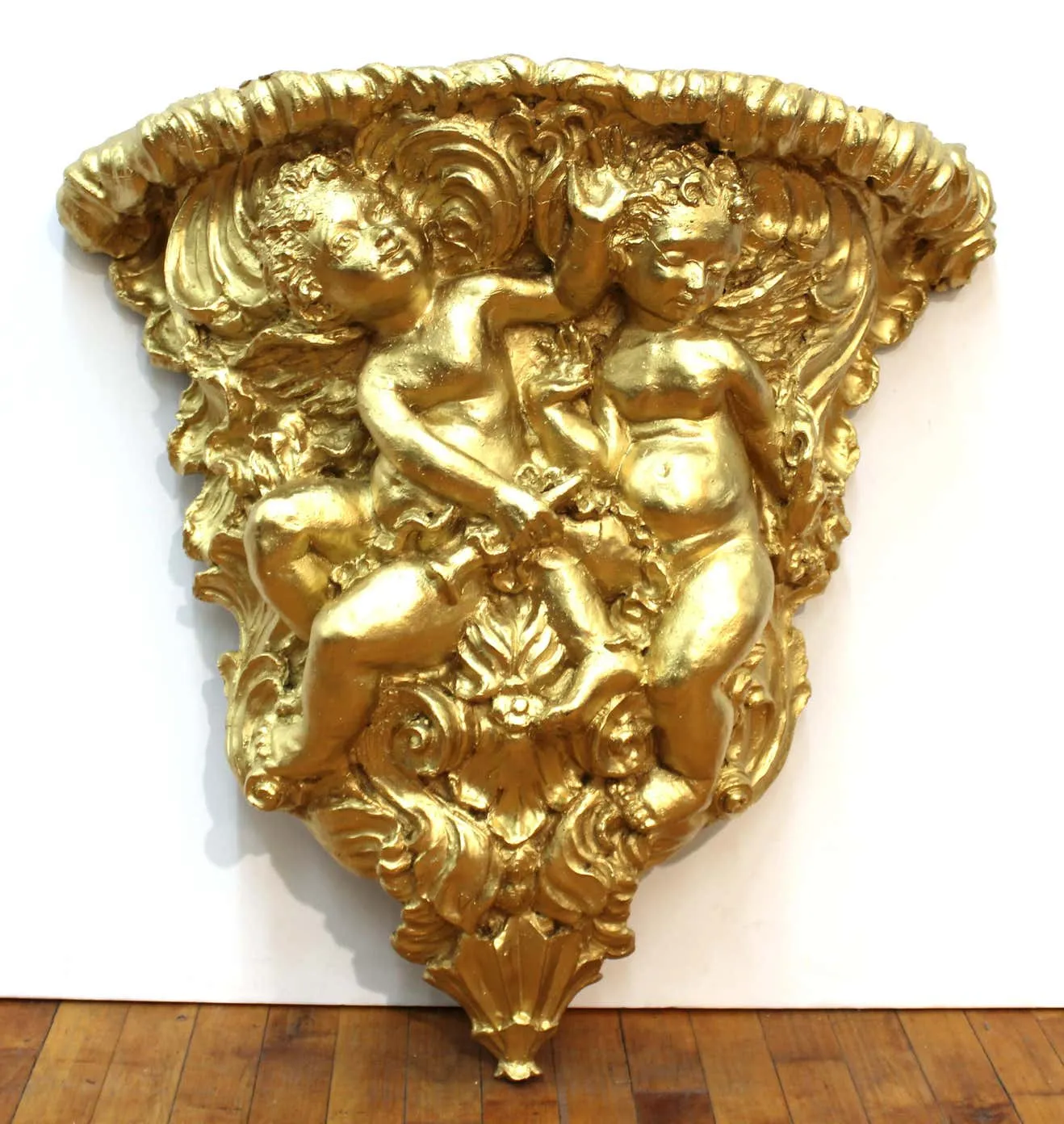 Baroque Revival Style Gilt Wall Bracket with Putti