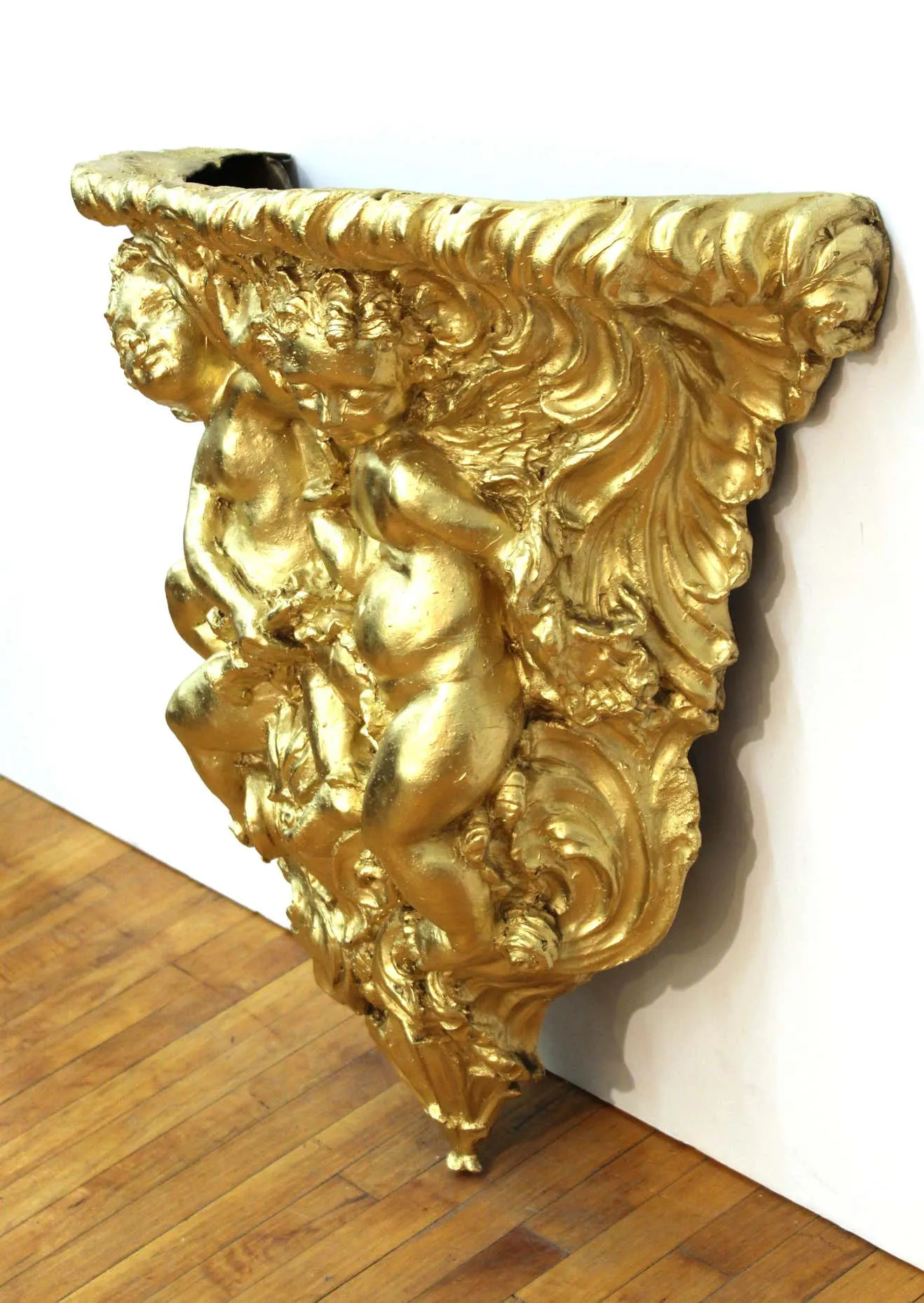 Baroque Revival Style Gilt Wall Bracket with Putti