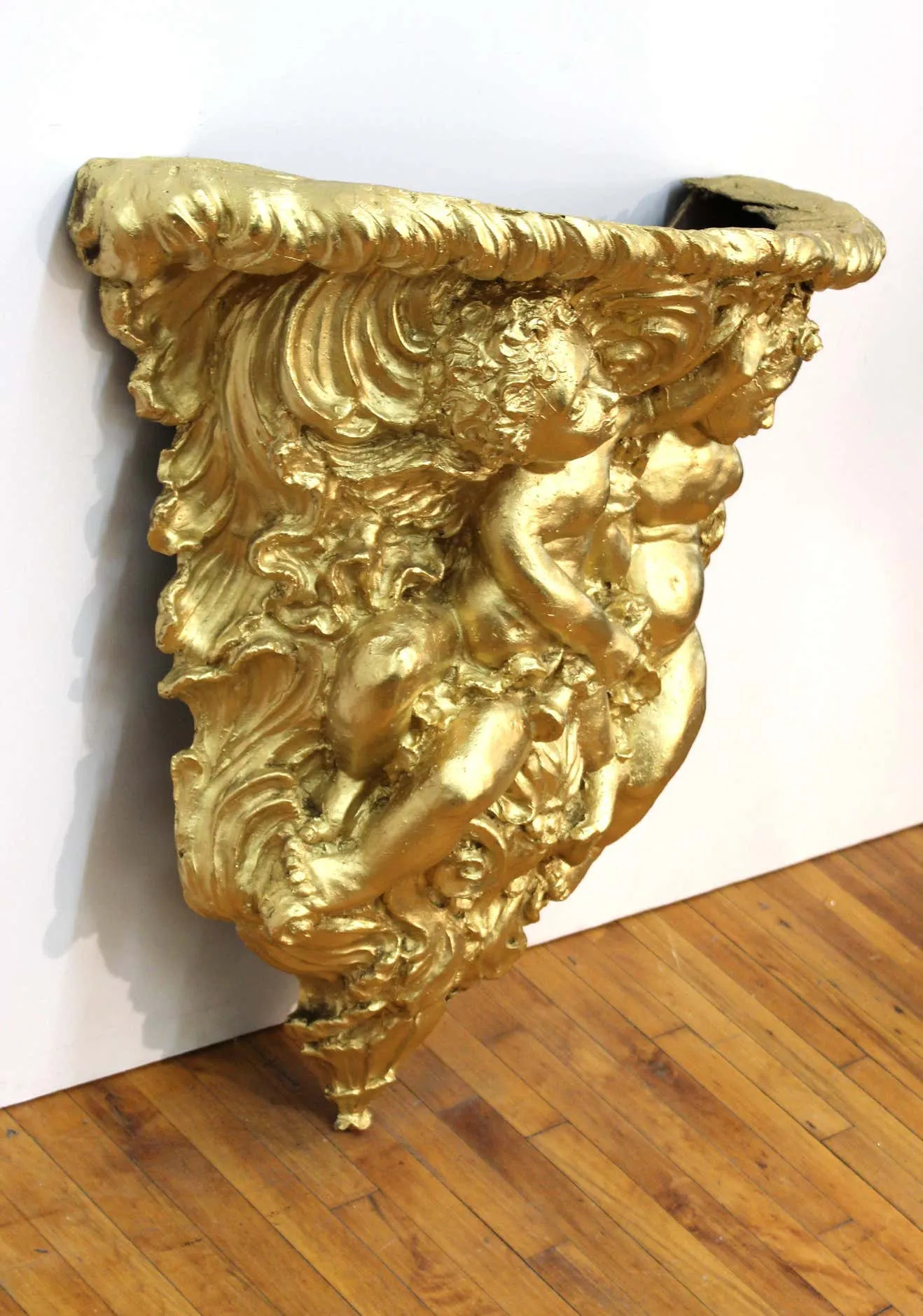 Baroque Revival Style Gilt Wall Bracket with Putti