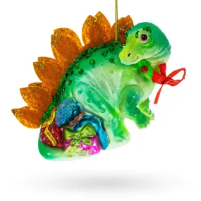 Bashful Stegosaurus Green Dinosaur Ornament