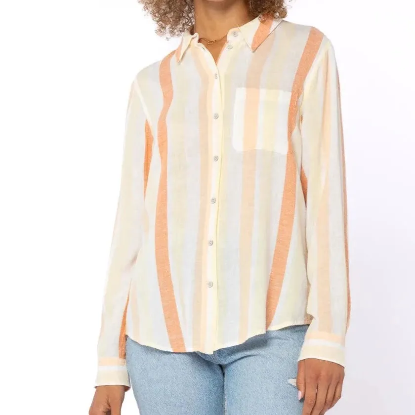 Bennett Long Sleeve Button Down (Clay Stripes)