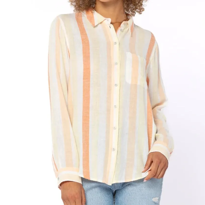 Bennett Long Sleeve Button Down (Clay Stripes)