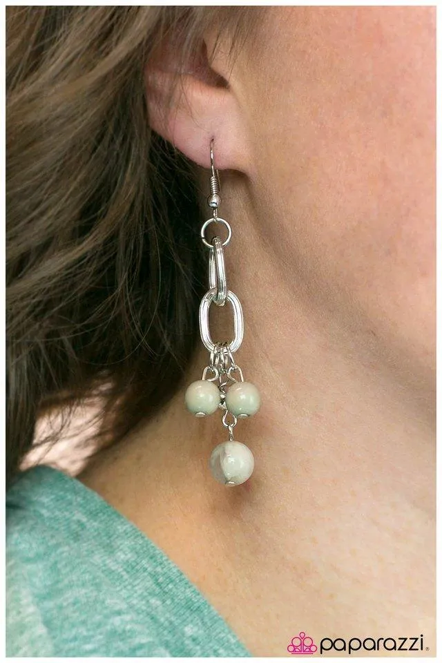 Best Day Ever Olive Green and Silver earrings - Paparazzi Accessories