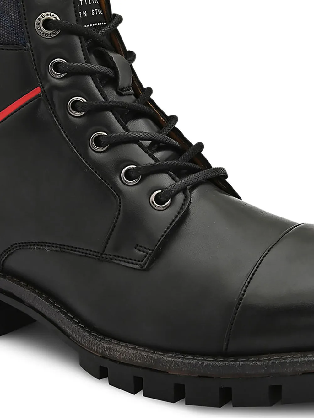 Black Cap toe Lace up boots