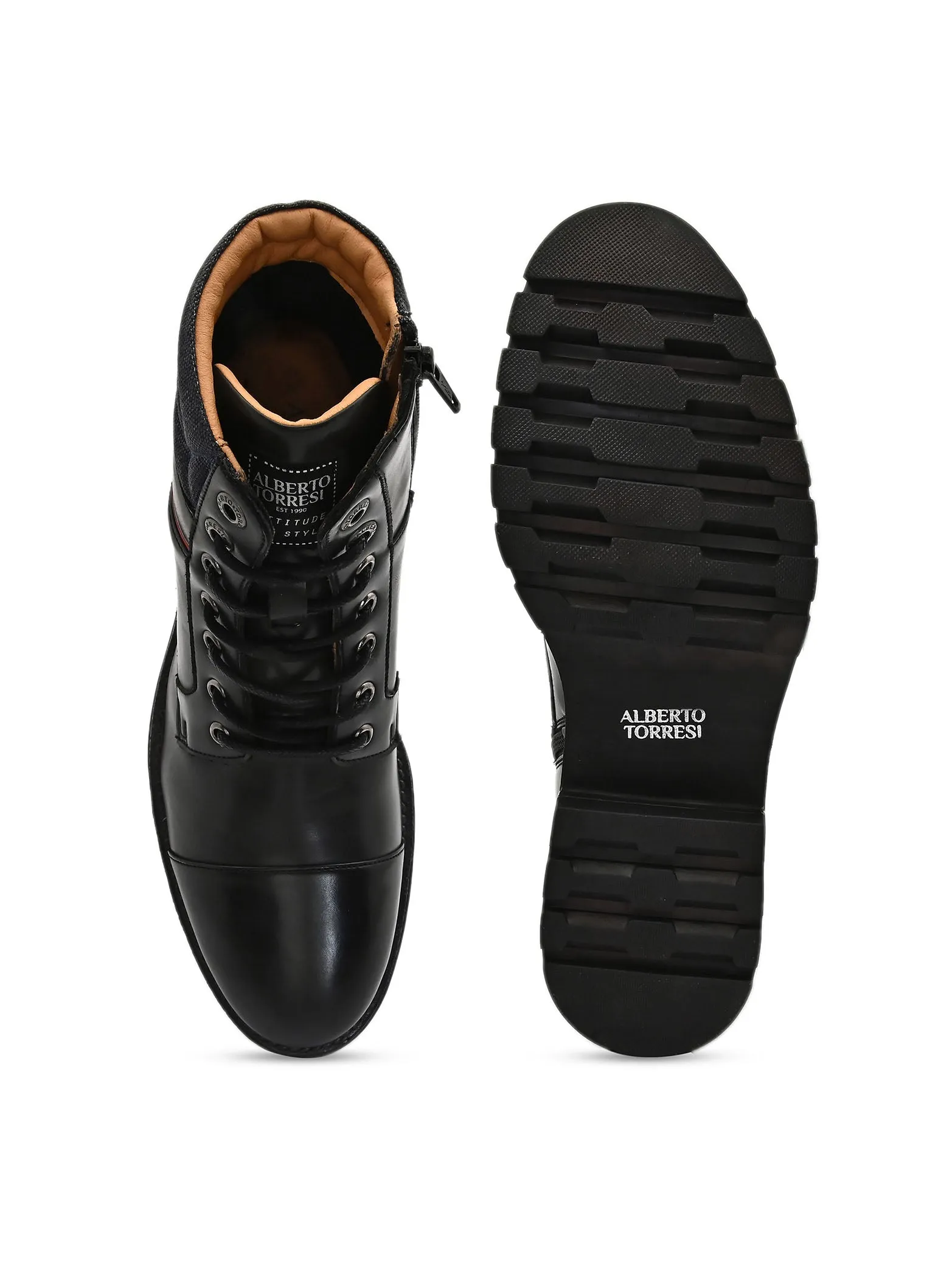 Black Cap toe Lace up boots