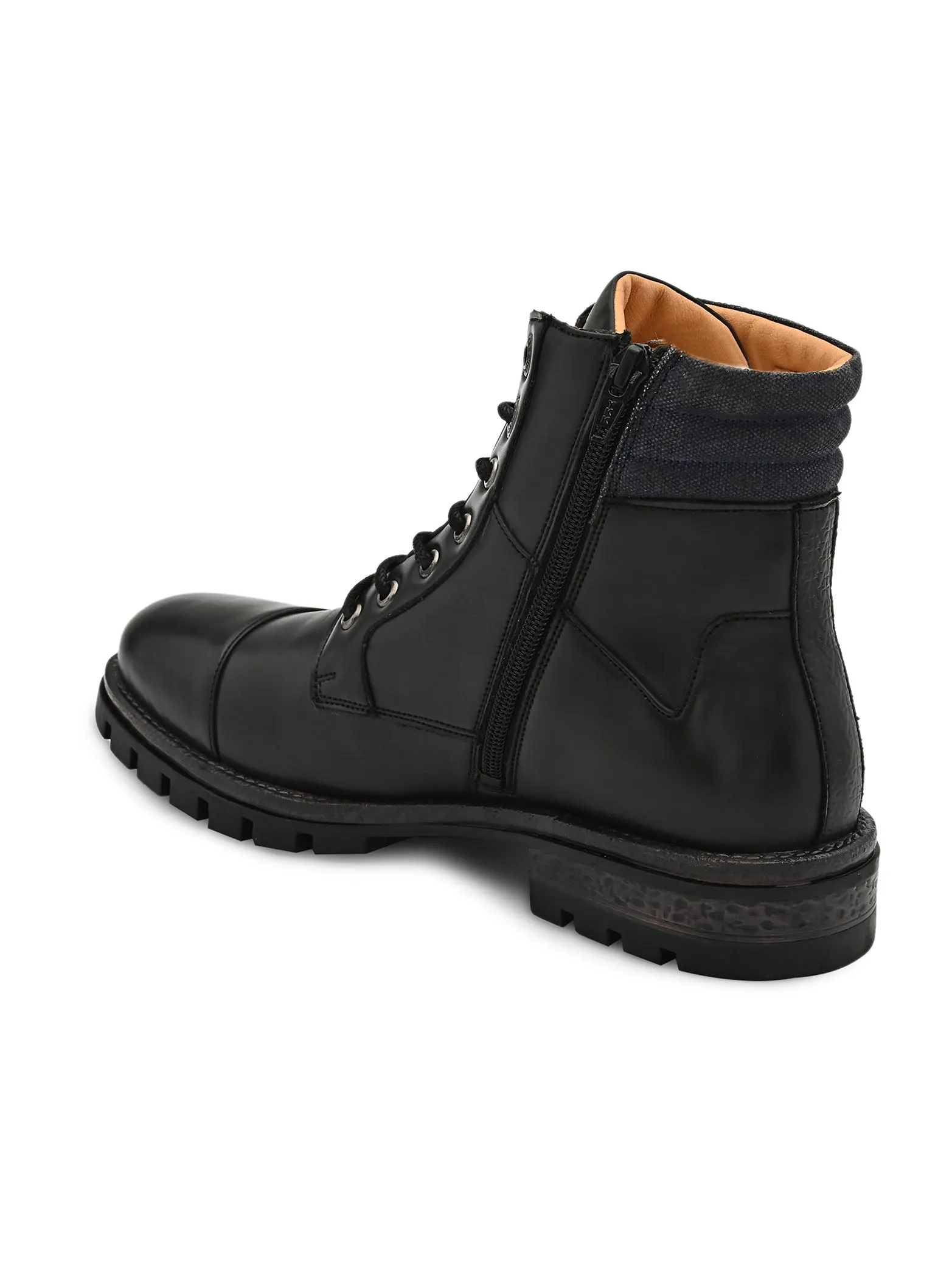 Black Cap toe Lace up boots