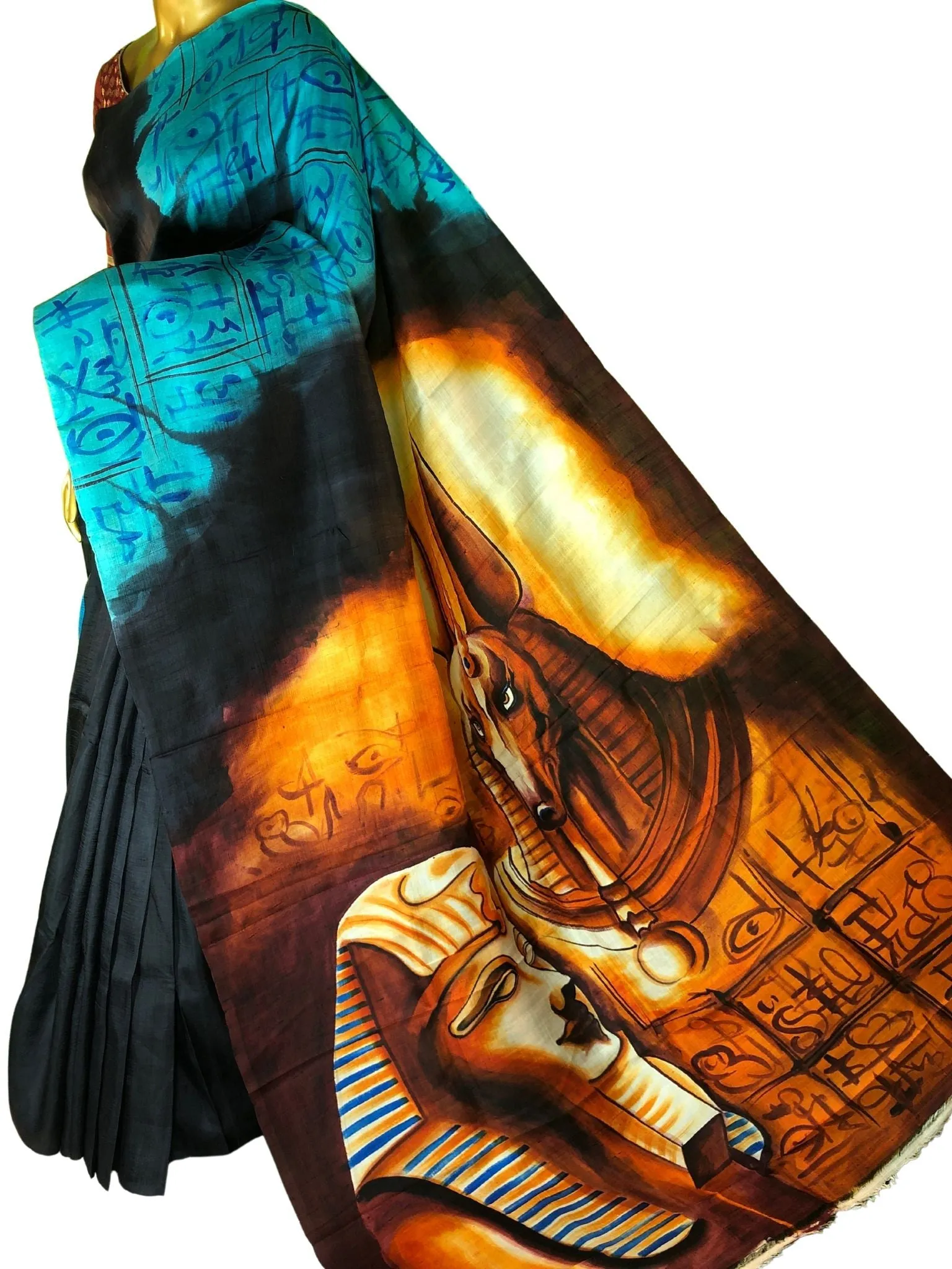 Black Color Bishnupur Silk Saree with Hand Painting