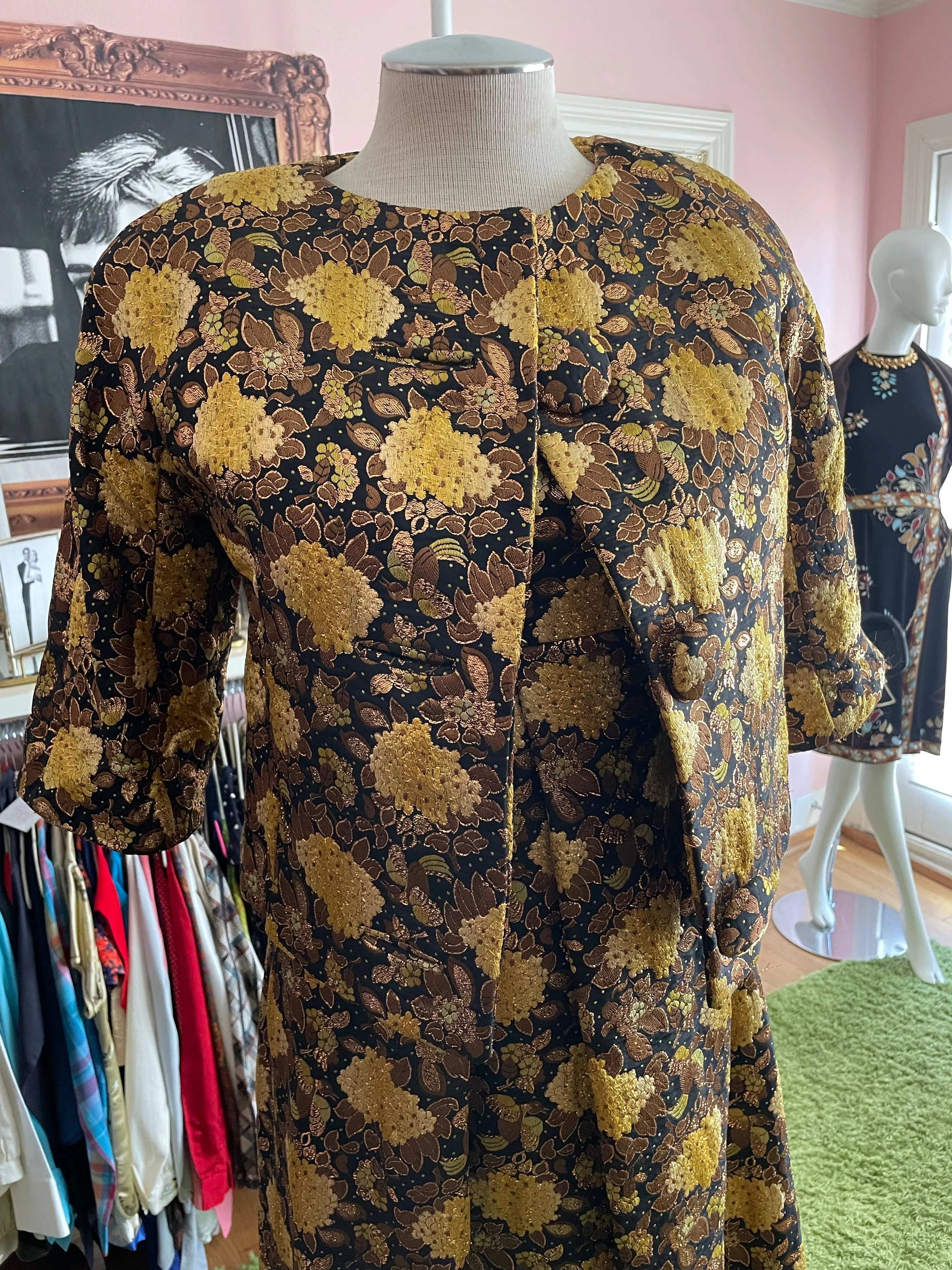 Brocade Floral Gown with Matching Jacket