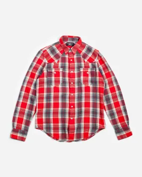 BUFFALO WESTERN CHECKED SHIRT - RED/GREY