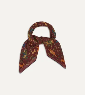 Burgundy Mughal Print Wool-Silk Square Scarf