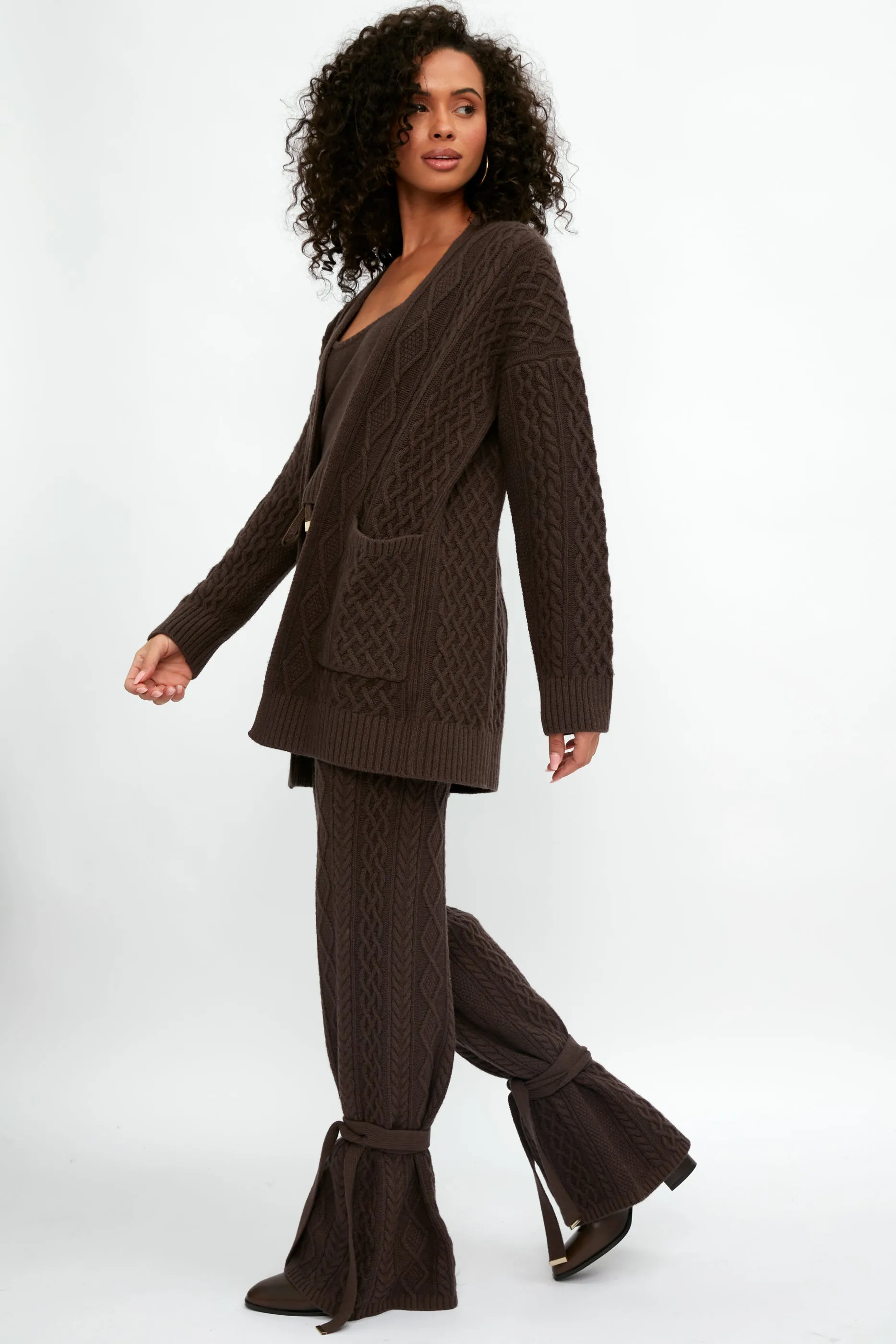 Cable Knit Cardigan in Chocolate