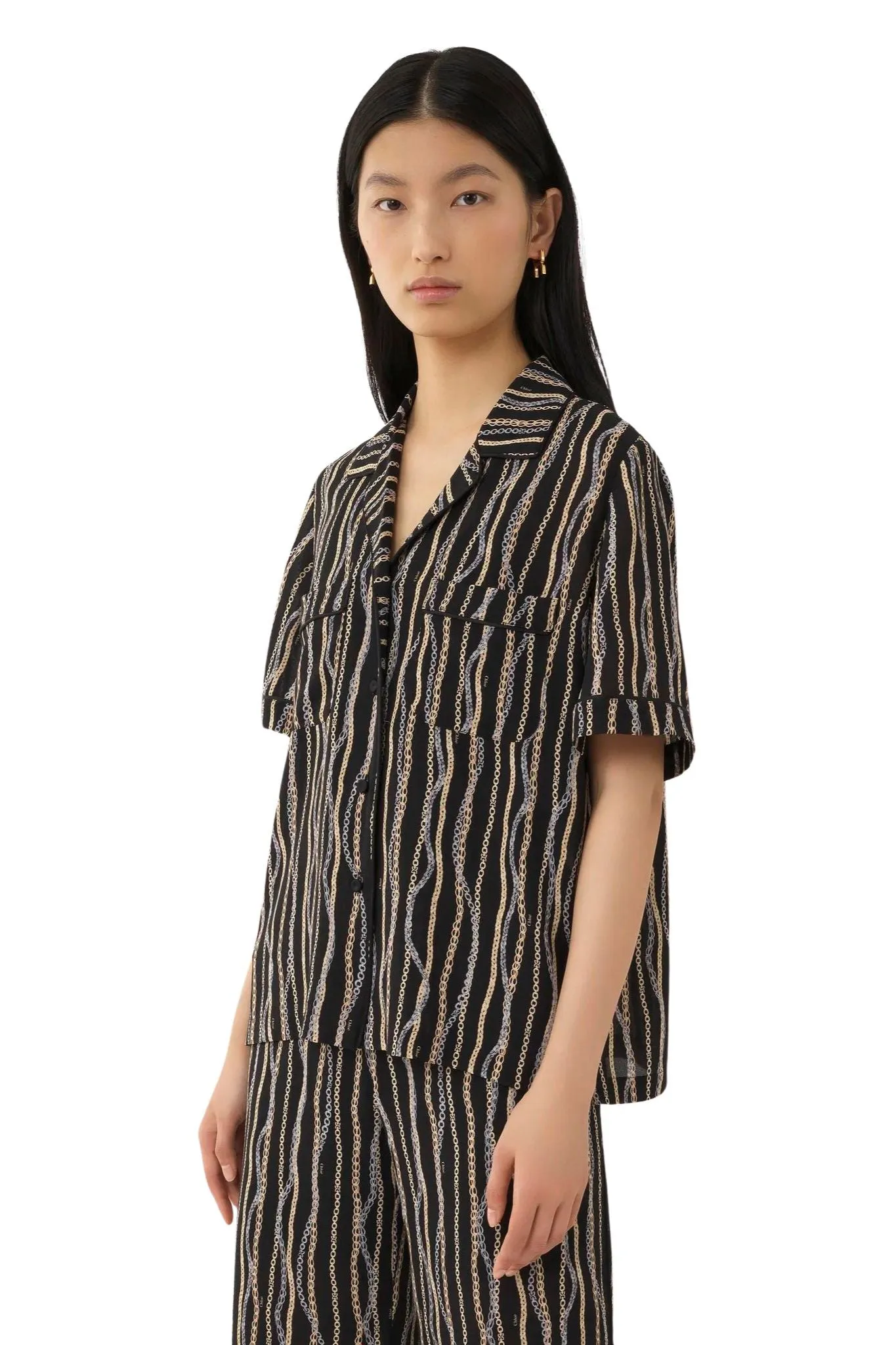 Chloe Chain Print Cuban Shirt