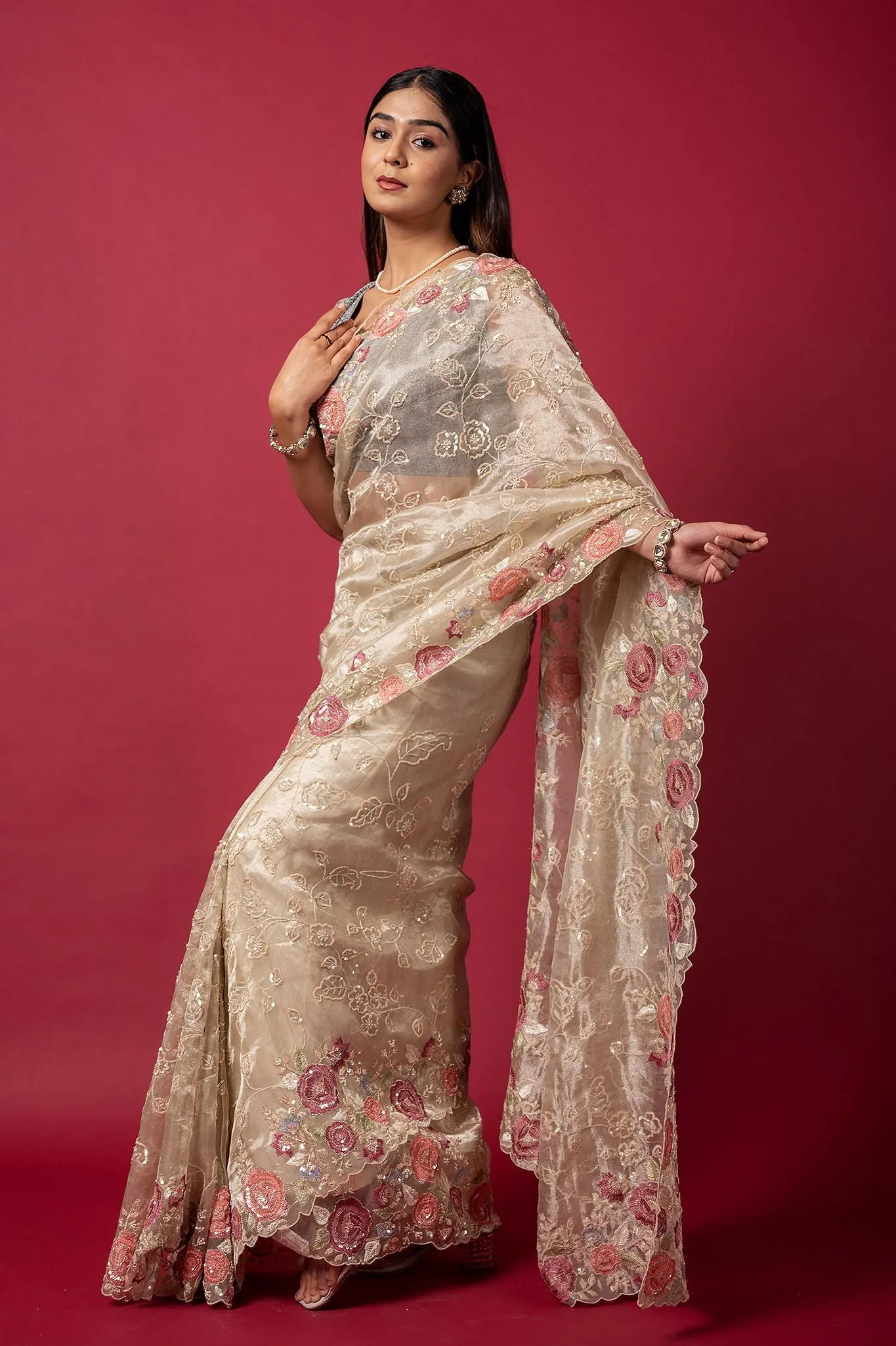 Cocktail Buttermilk Saree