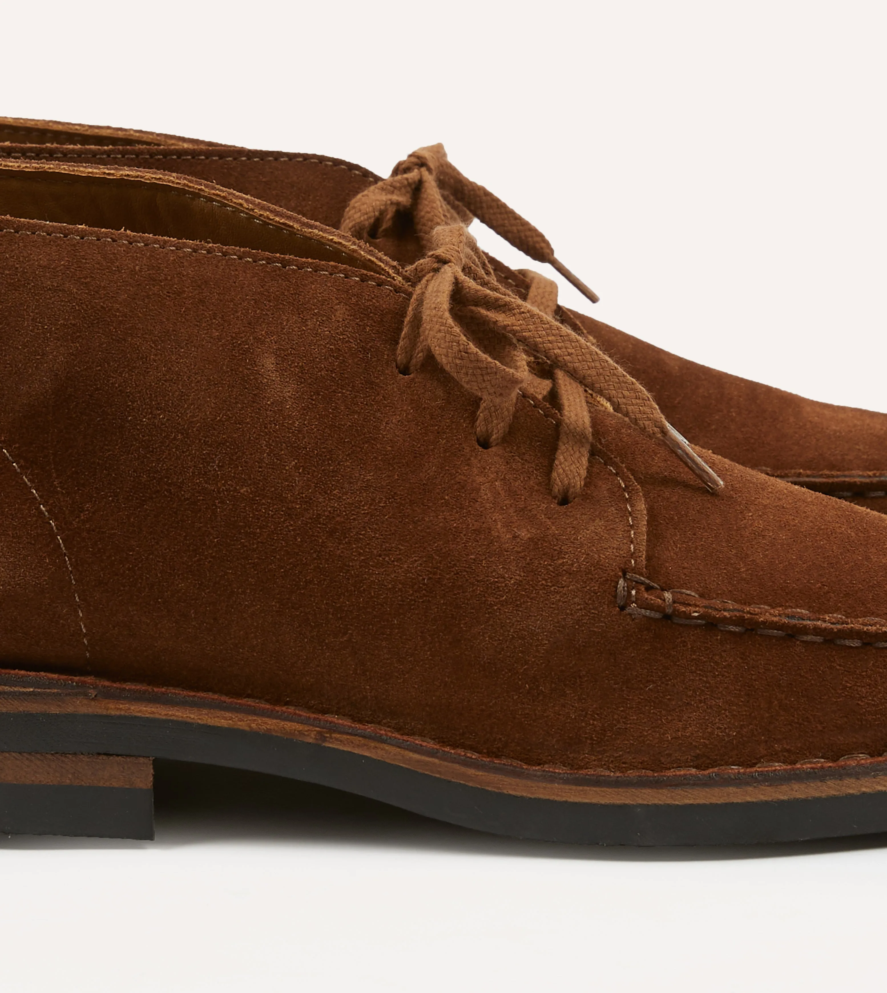 Crosby Moc-Toe Chukka Boot Light Brown Roughout Suede with Rubber Sole