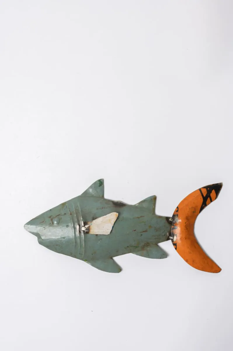 De Kulture Handmade Recycled Iron Fish Wall Mount Decorative Collectible Figurine Showpiece Beautify Home Office| Ideal for Holiday New Year Party Decoration, 9.5*4.5*0.5 (LWH)   Inches