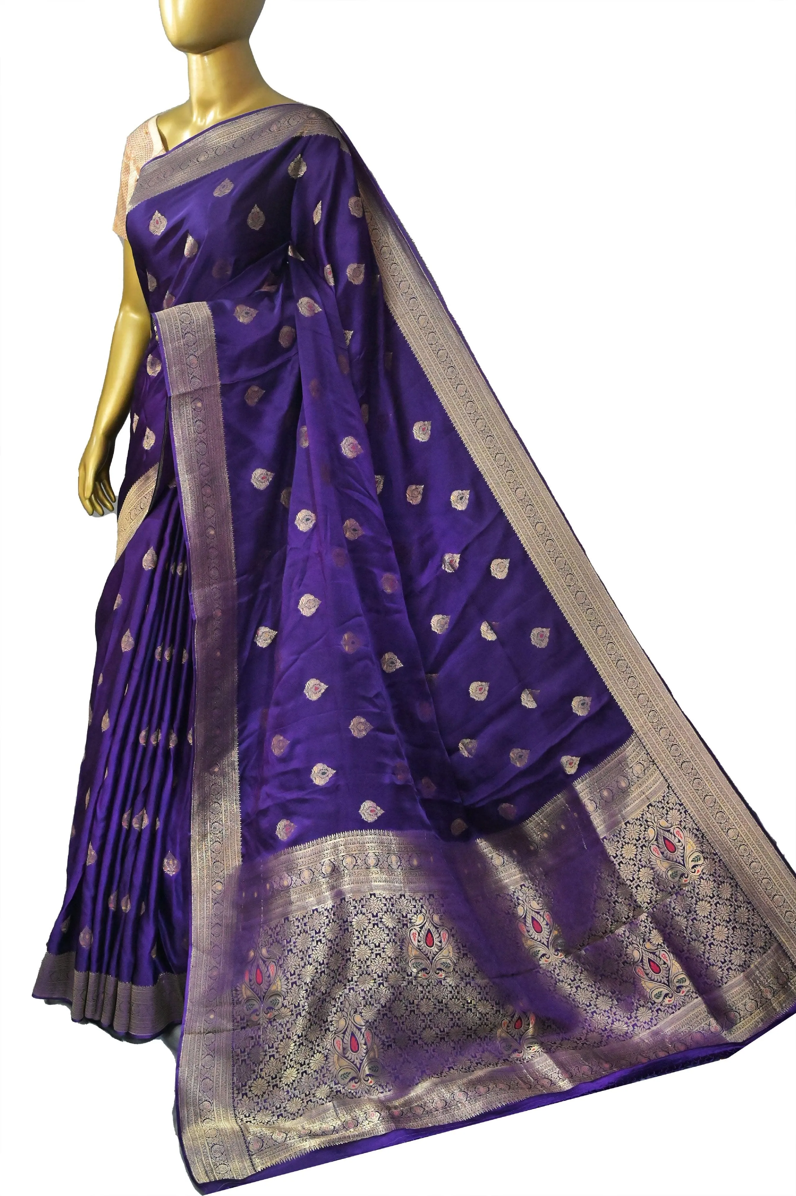 Deep Purple Color Mashru Banarasi with Meenakari Work