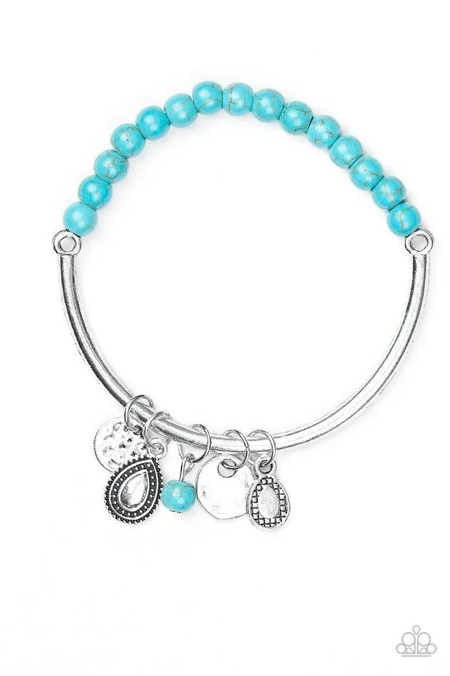 Ever Everest Turquoise Blue Stretch Charm Bracelet - Paparazzi Accessories