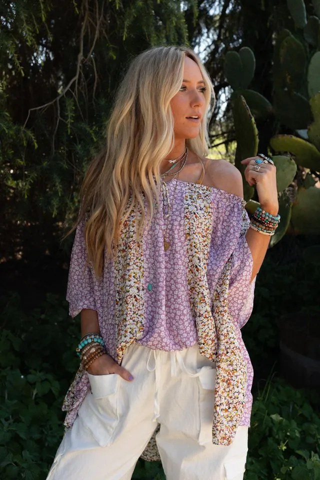 Floral Bliss Tunic Top - Lavender