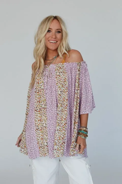 Floral Bliss Tunic Top - Lavender