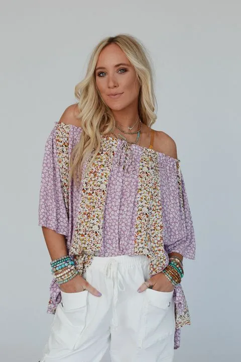 Floral Bliss Tunic Top - Lavender