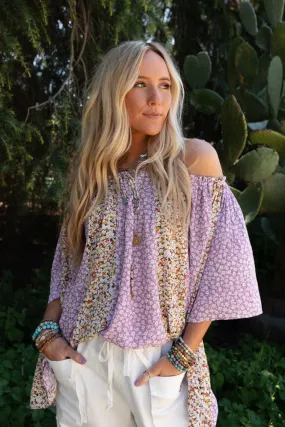 Floral Bliss Tunic Top - Lavender