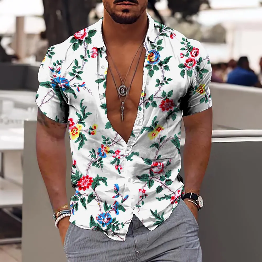 Foesce -Coconut Tree Shirts For Men 3d Printed Men's Hawaiian Shirt Beach 5xl Short Sleeve Fashion Tops Tee Shirt Man Blouse Camisa