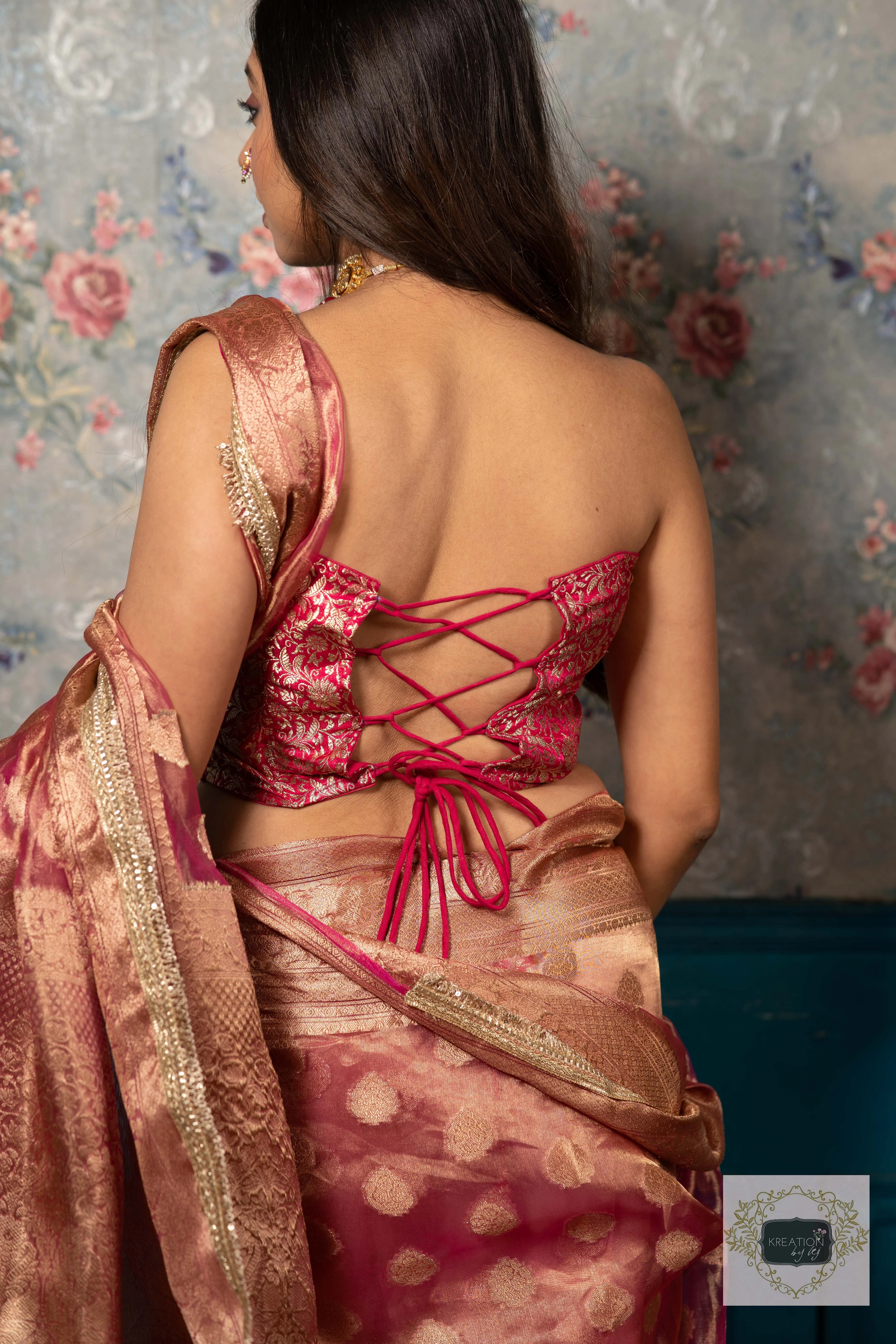 Fuchsia Banarasi Brocade Bustier Corset