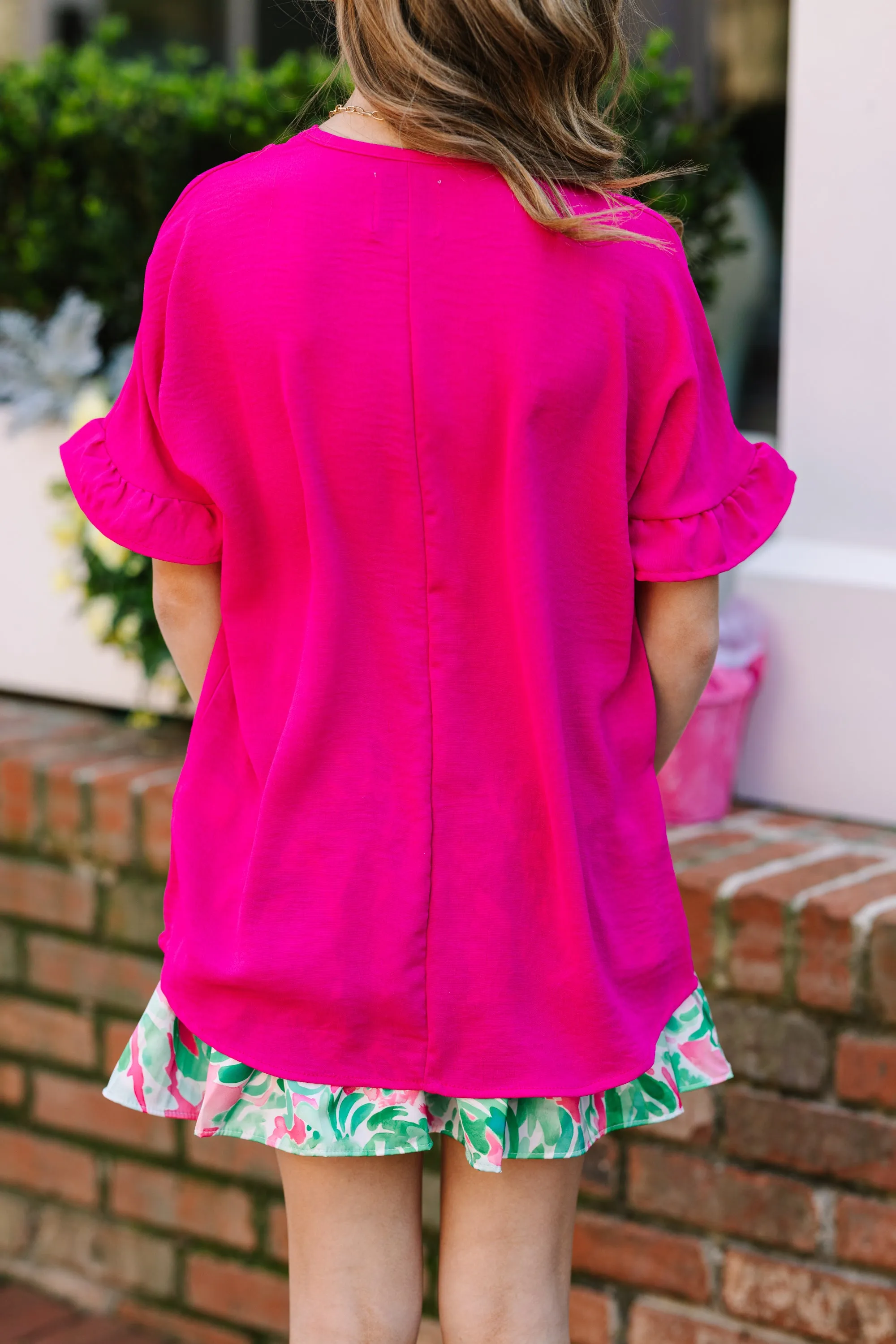 Girls: All I Ask Fuchsia Pink Ruffled Top