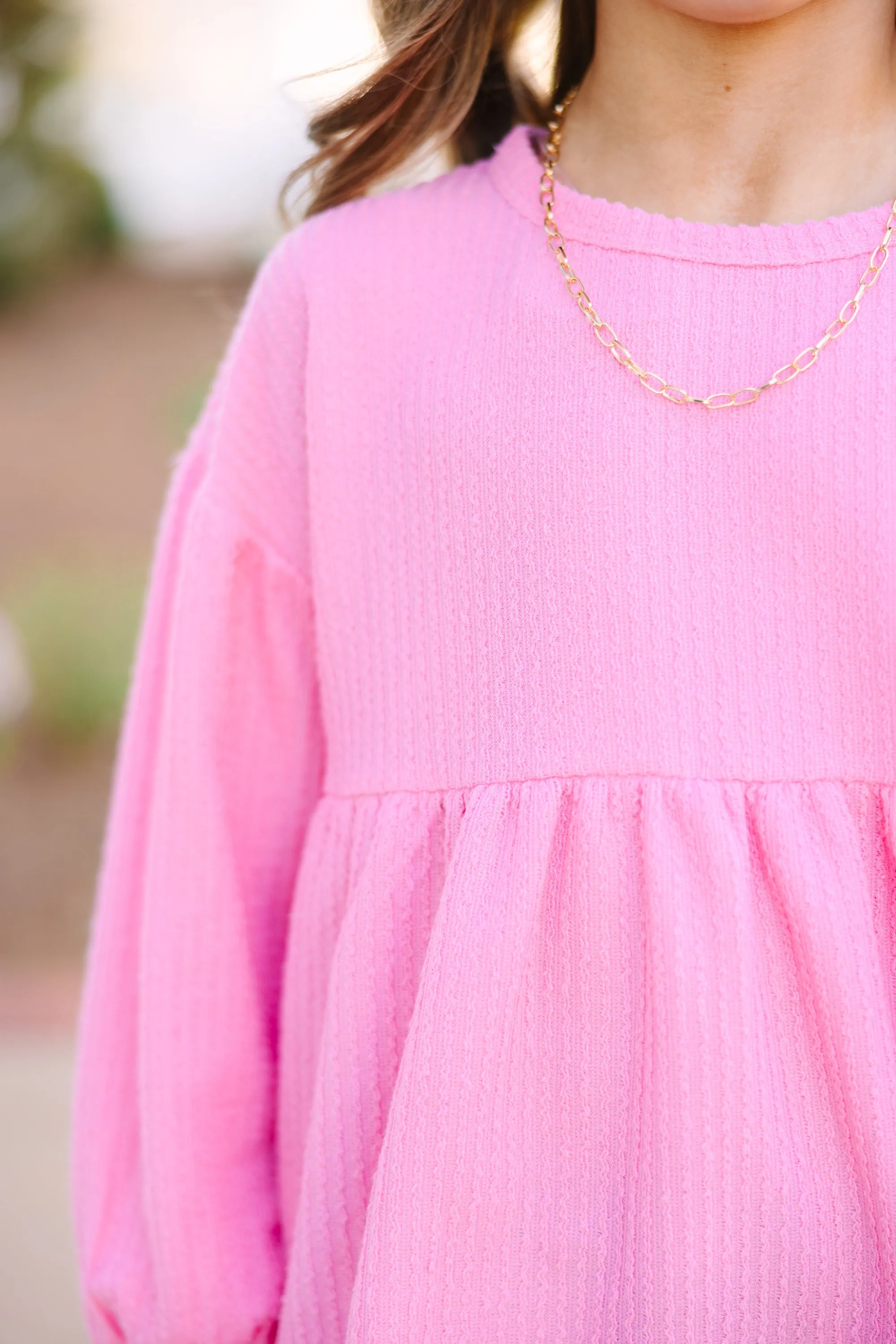 Girls: Make You Happy Pink Textured Top