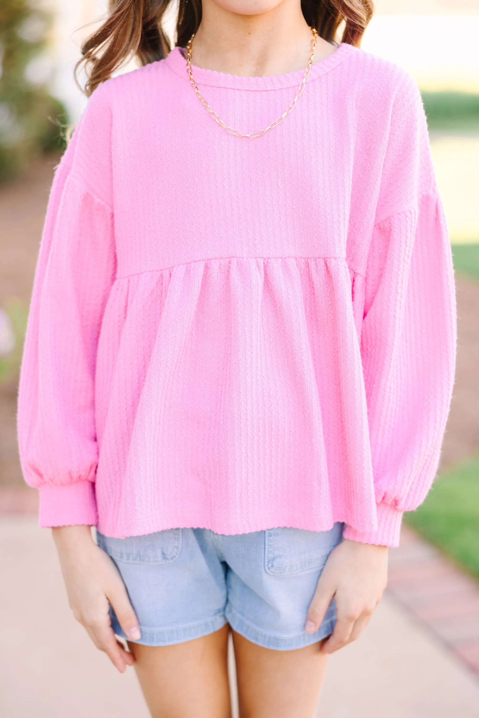 Girls: Make You Happy Pink Textured Top