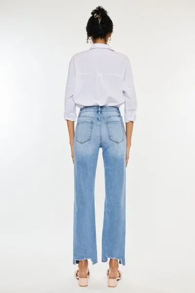 Kancan High Waist Raw Hem Straight Jeans (Online Exclusive)