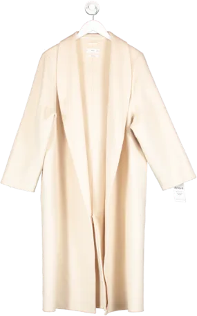 MANGO Cream Handmade Wide Lapel Wool Coat UK S