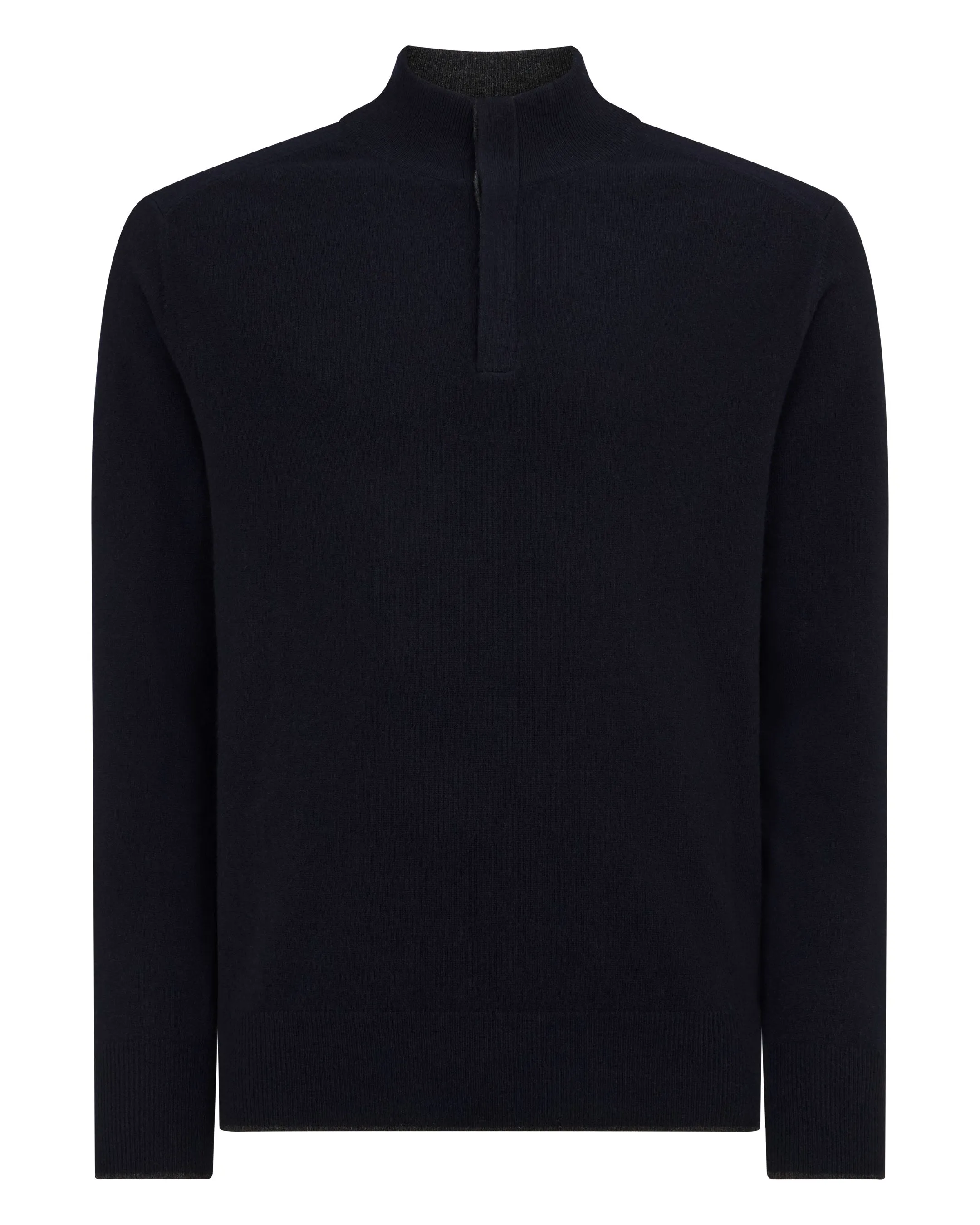 Men's Half Button Cashmere Sweater Navy Blue