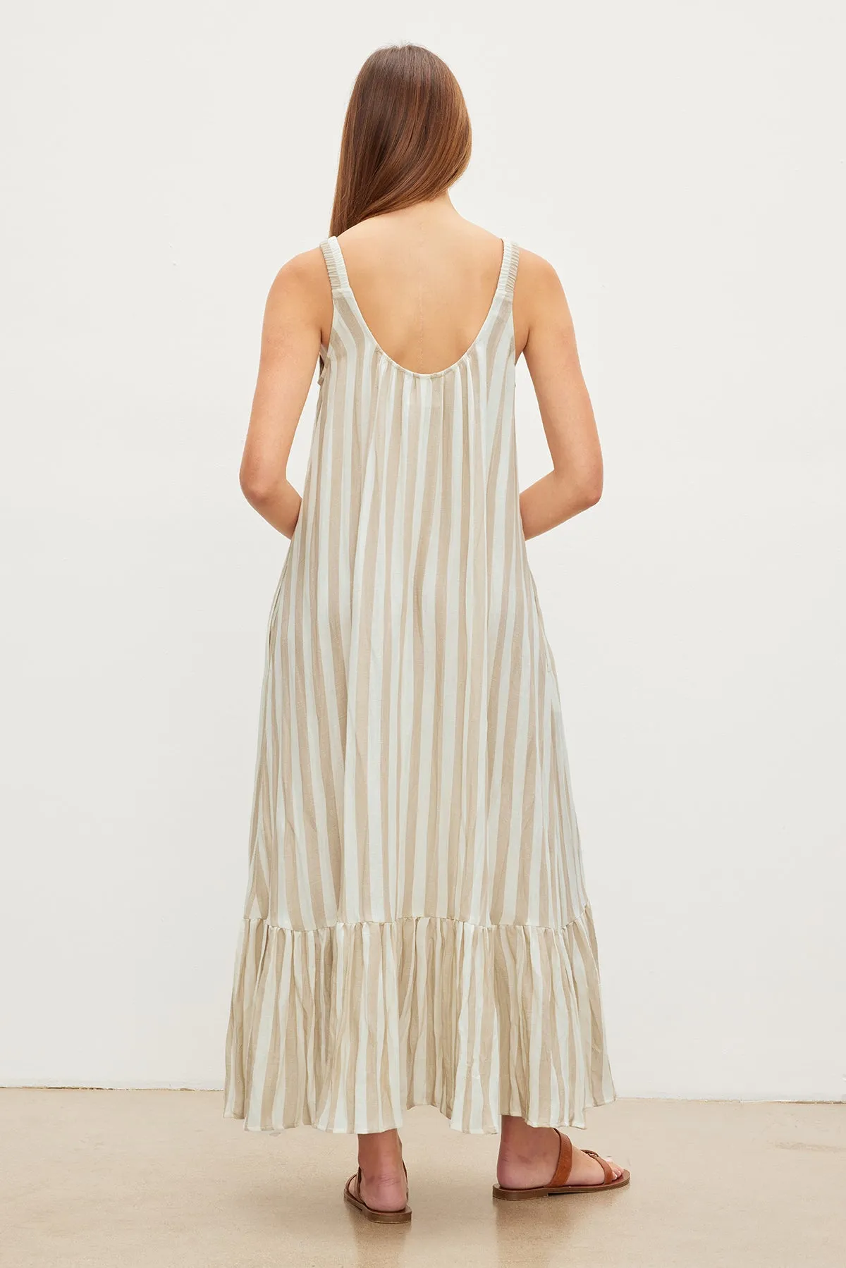 MERADITH STRIPED LINEN MAXI DRESS