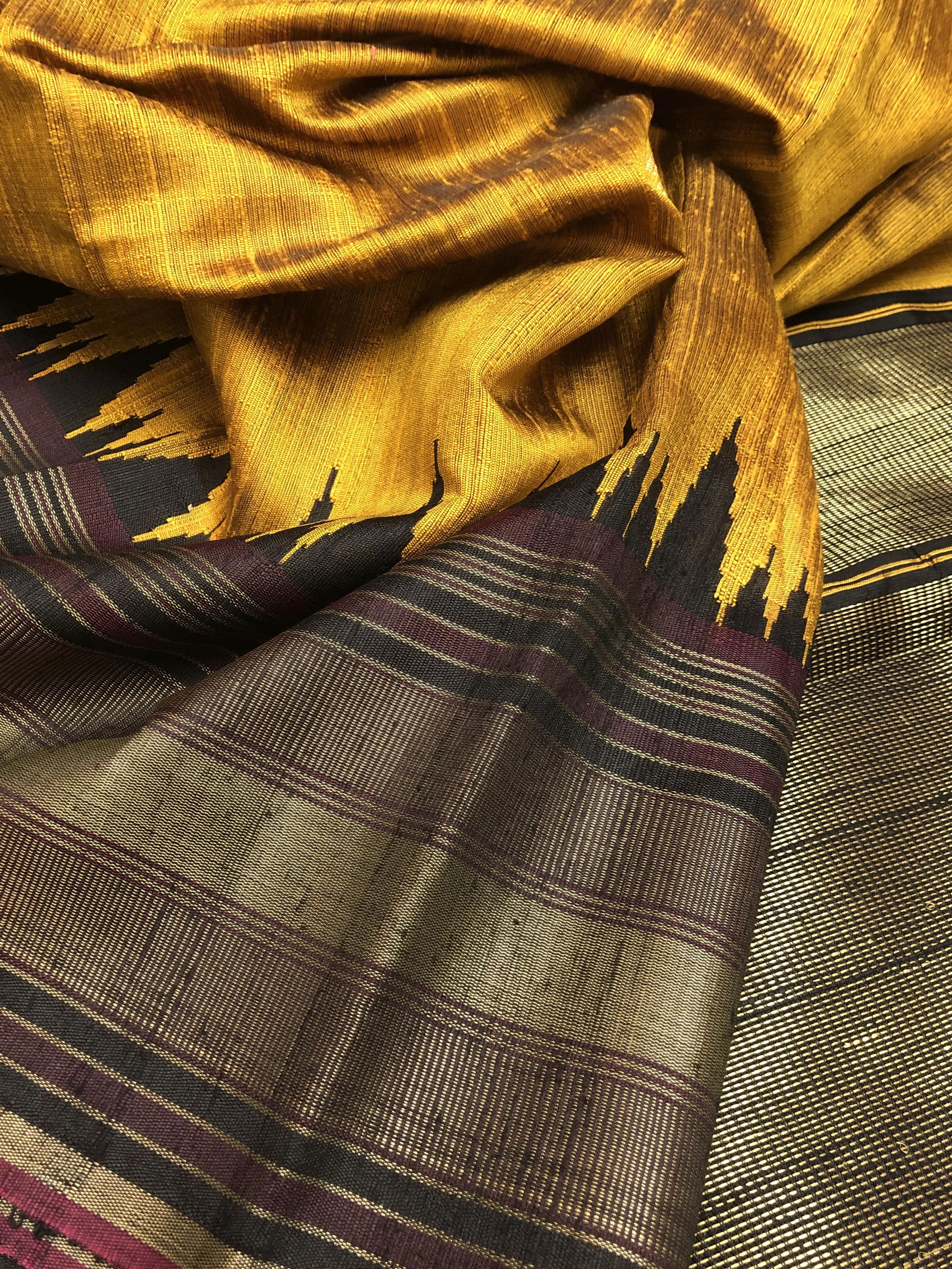 Mustard Color Pure Raw Silk Saree