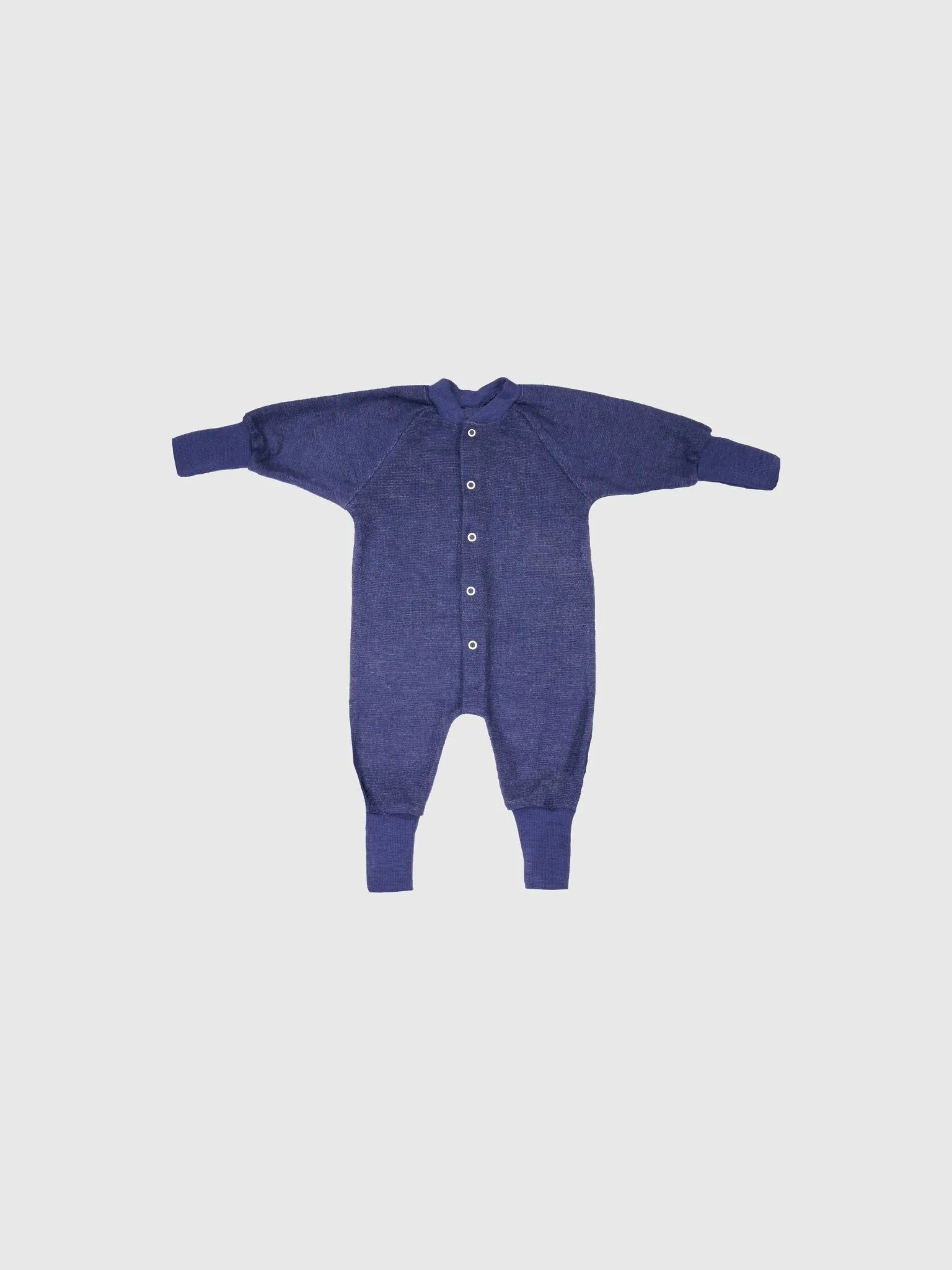 organic merino wool terry one piece pajama in navy - baby/toddler