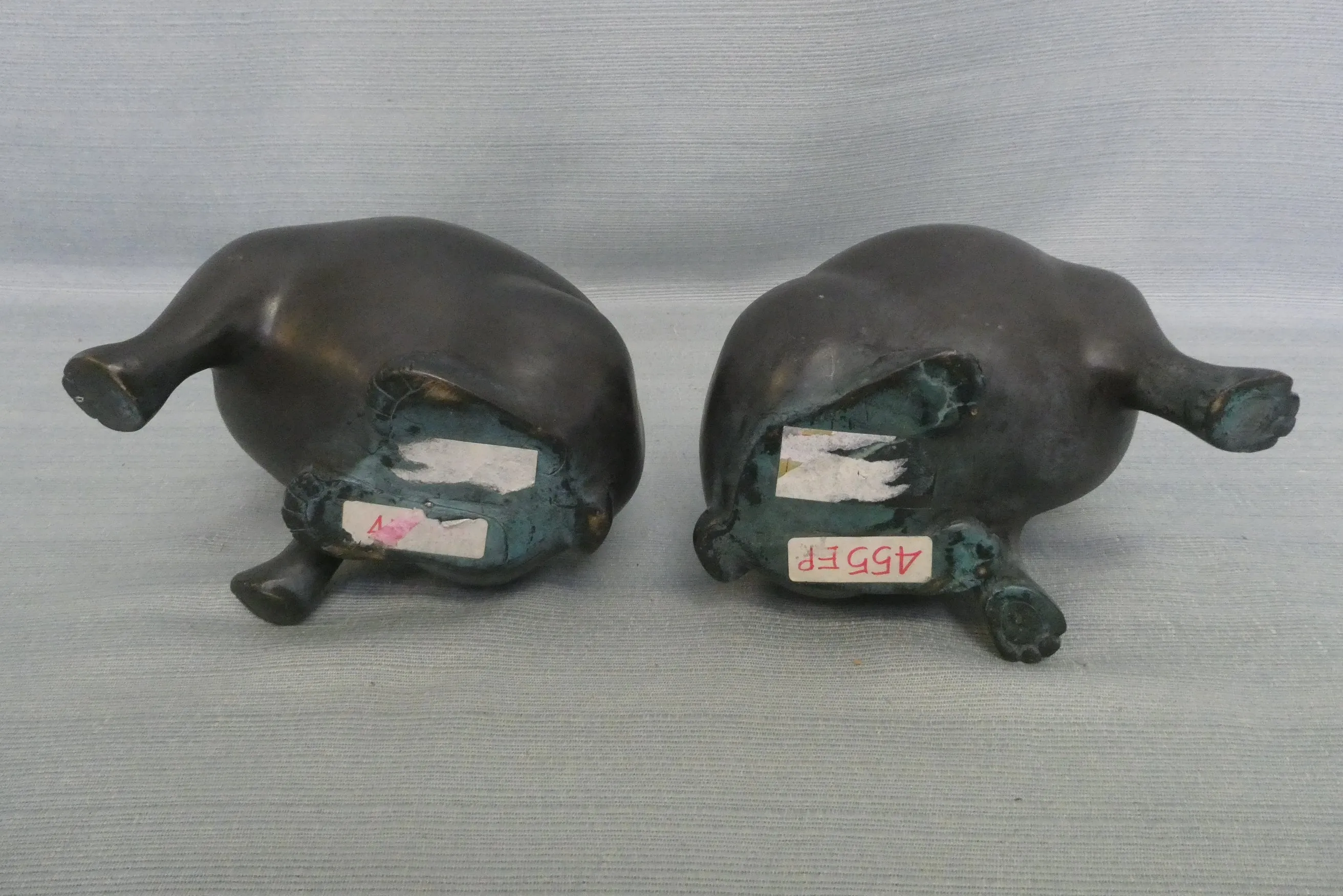 Pair of Taisho Bronze Dogs - Good Condition