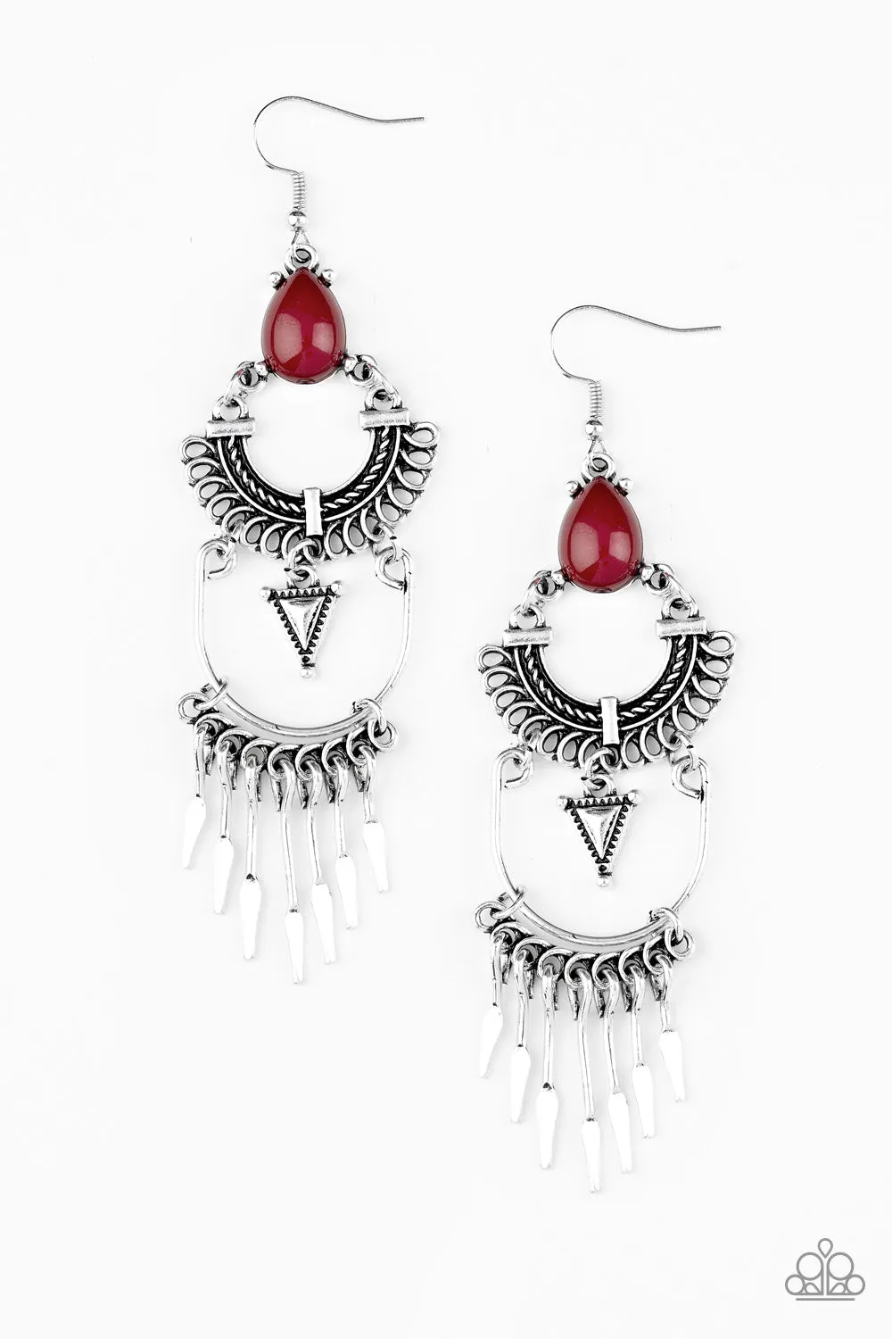 Paparazzi Earring ~ Progressively Pioneer - Red